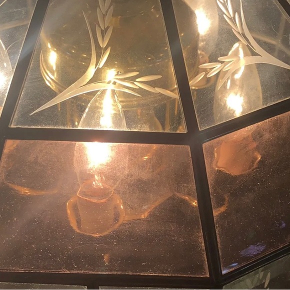 ☘️SOLD☘️Vintage New Box Tiffany Style Plate Glass Swag Ceiling Chandelier Light - Picture 10 of 13